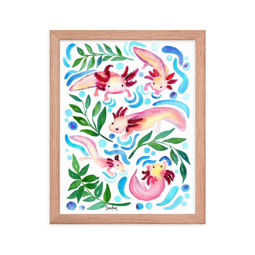 🦎 Framed Poster – Axolotls – Underwater Whimsy for Your Walls - SANDRAAS