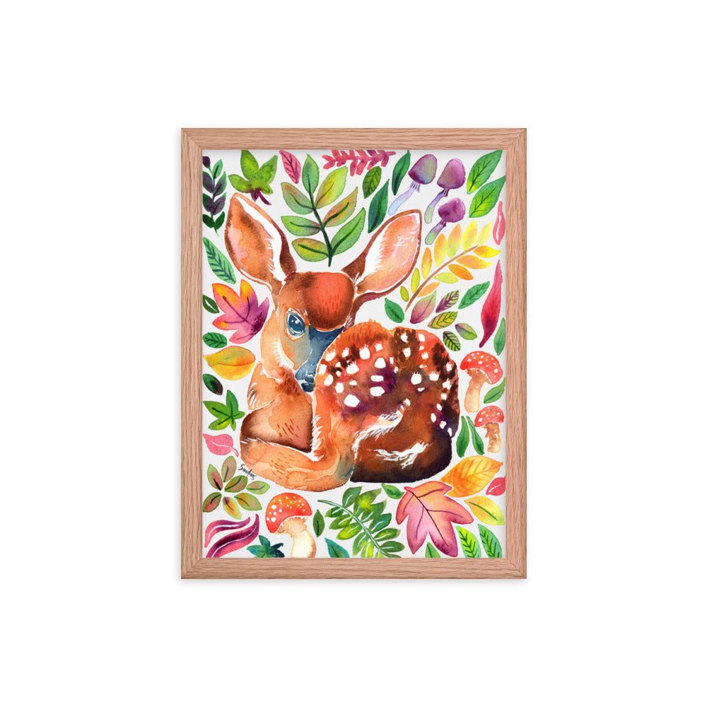 🦌 Framed Poster – Baby Deer in the Forest – A Whimsical Woodland Touch - SANDRAAS