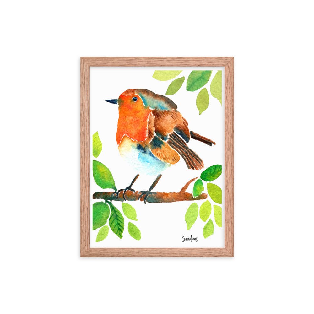 🎨 Framed Poster – Robin on a Branch – A Delicate Touch of Nature for Your Walls - SANDRAAS