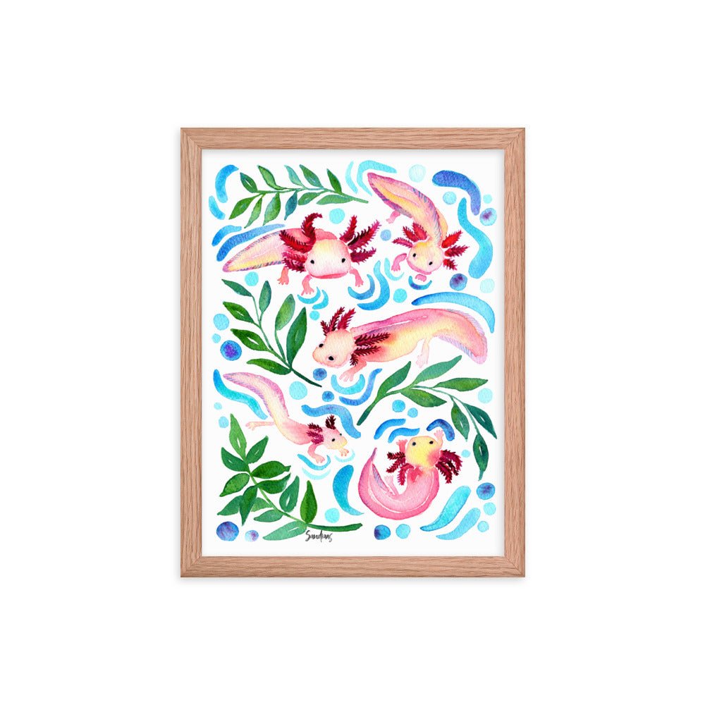 🦎 Framed Poster – Axolotls – Underwater Whimsy for Your Walls - SANDRAAS