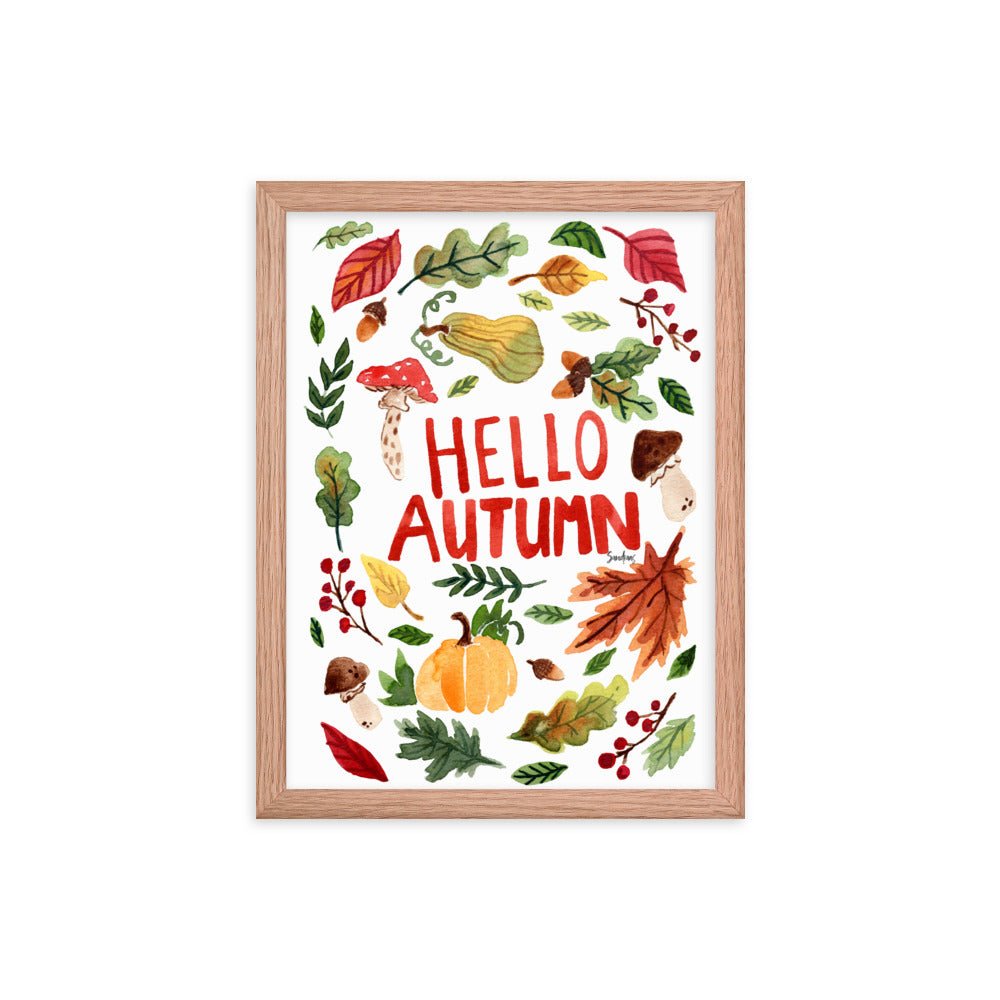 Framed Poster - Hello Autumn - White 🍂🎃 - SANDRAAS