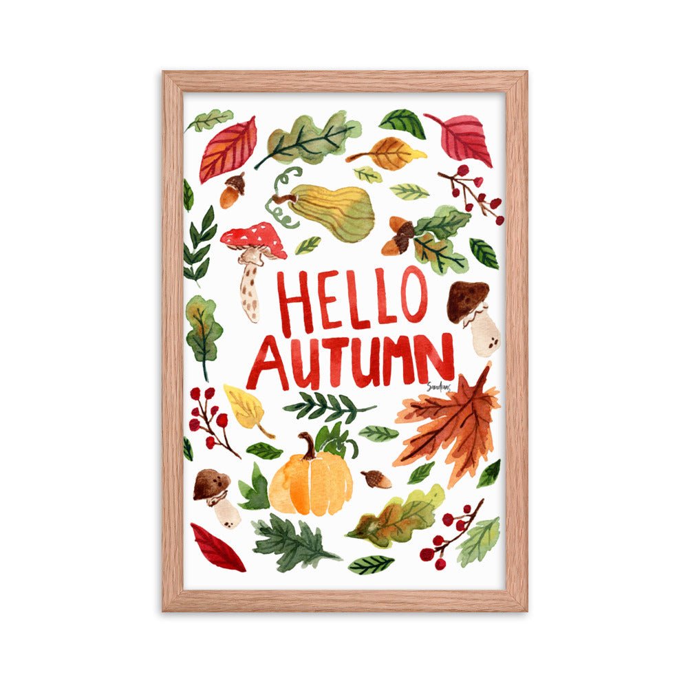 Framed Poster - Hello Autumn - White 🍂🎃 - SANDRAAS