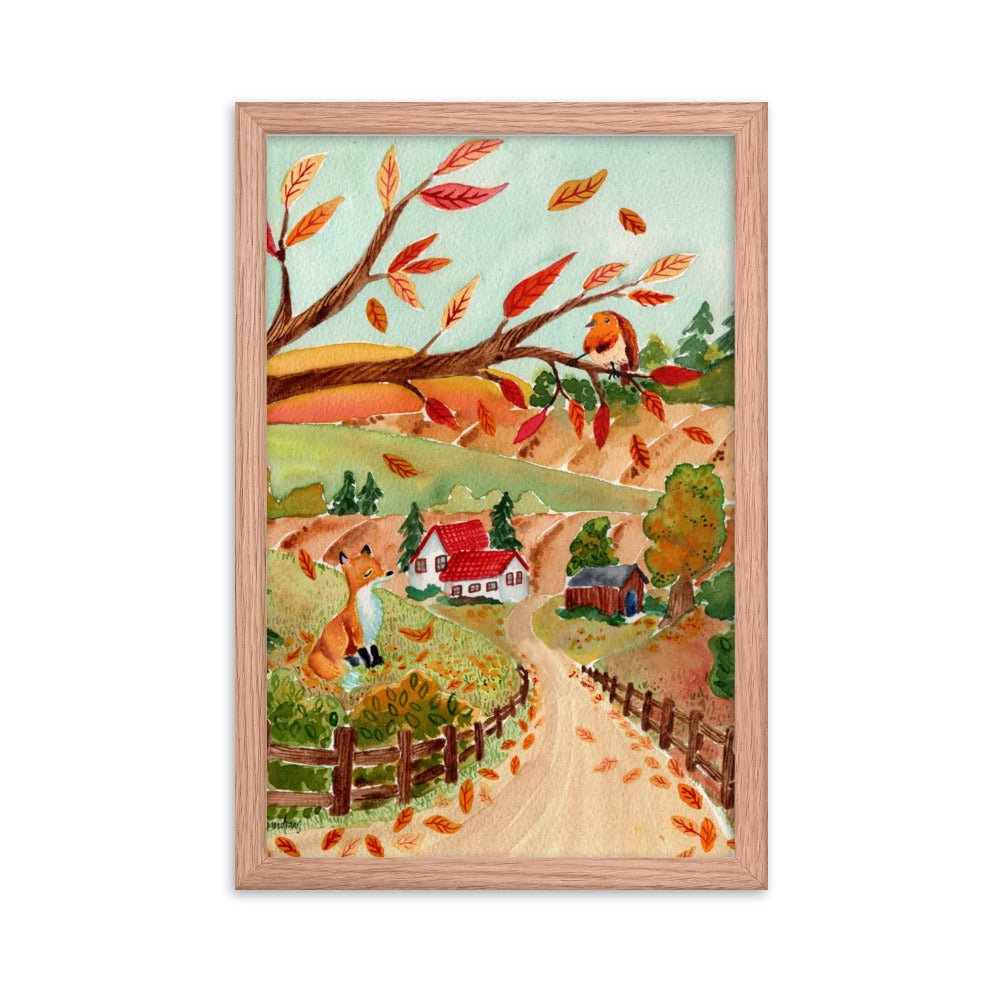 Framed Poster – Autumn Scene with Fox & Robin 🍂🦊 - SANDRAAS