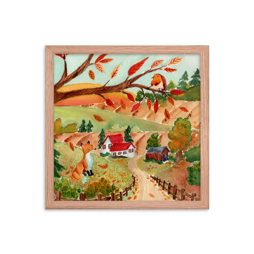 Framed Poster – Autumn Scene with Fox & Robin 🍂🦊 - SANDRAAS