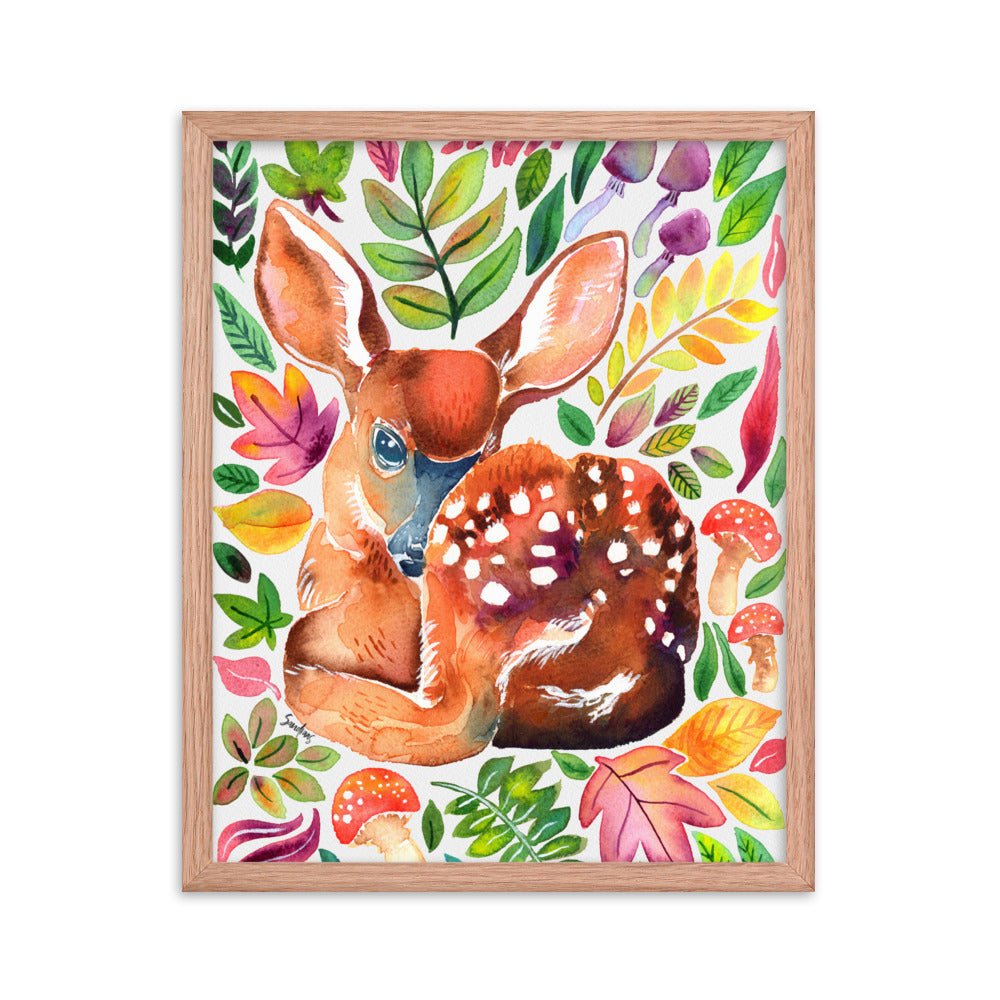 🦌 Framed Poster – Baby Deer in the Forest – A Whimsical Woodland Touch - SANDRAAS
