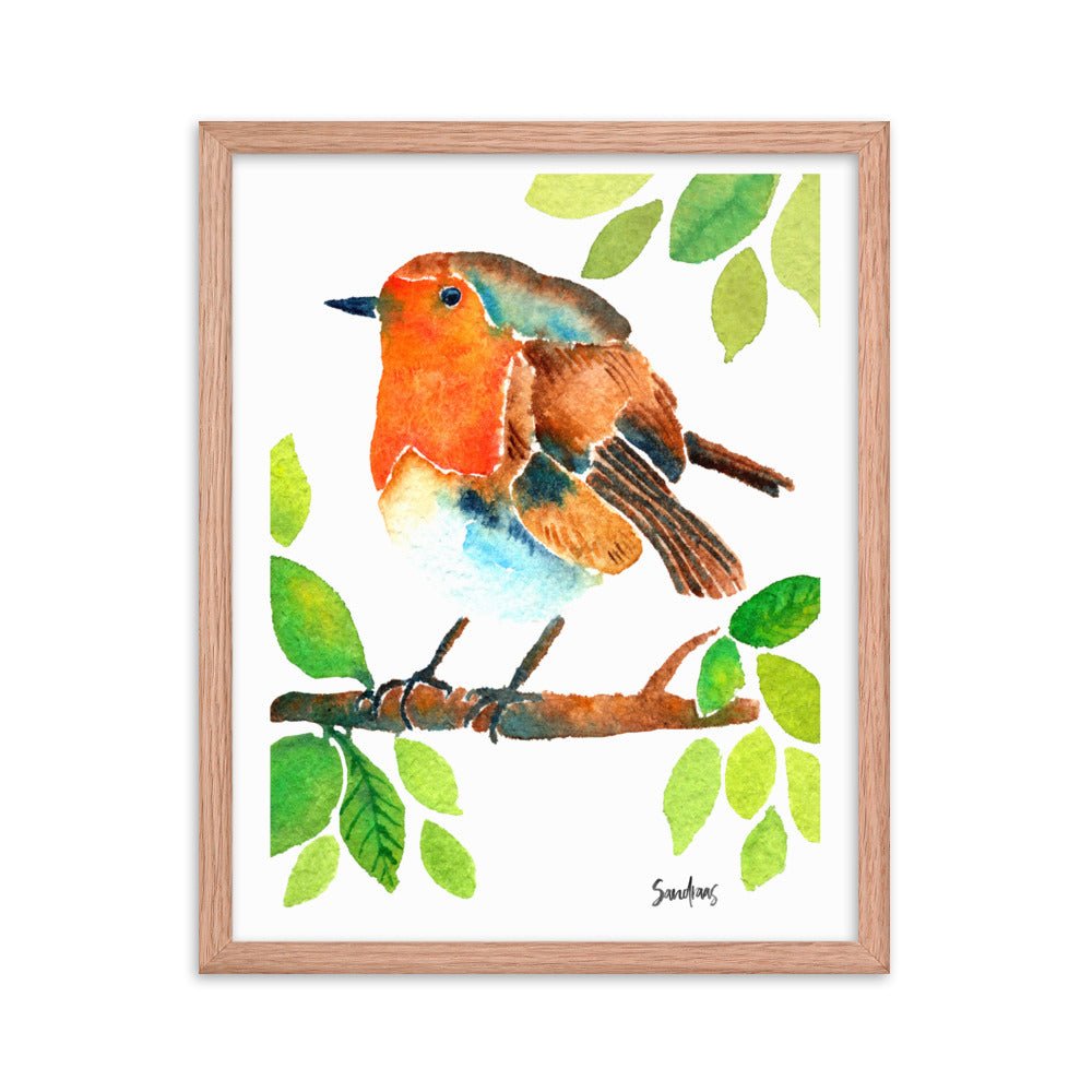 🎨 Framed Poster – Robin on a Branch – A Delicate Touch of Nature for Your Walls - SANDRAAS