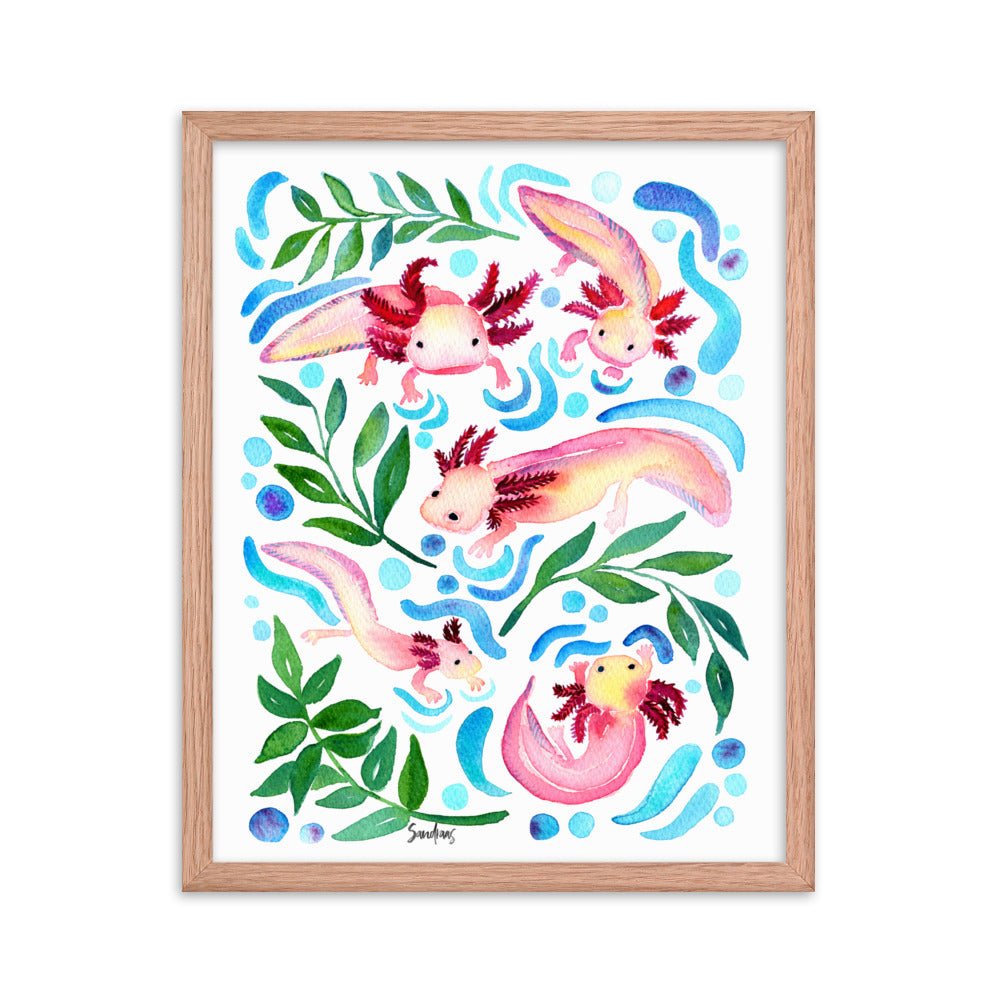 🦎 Framed Poster – Axolotls – Underwater Whimsy for Your Walls - SANDRAAS