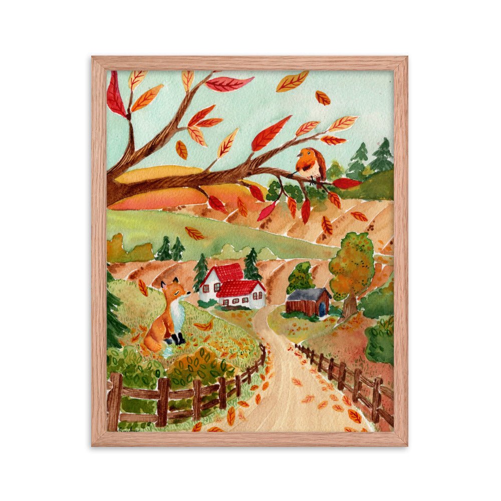 Framed Poster – Autumn Scene with Fox & Robin 🍂🦊 - SANDRAAS