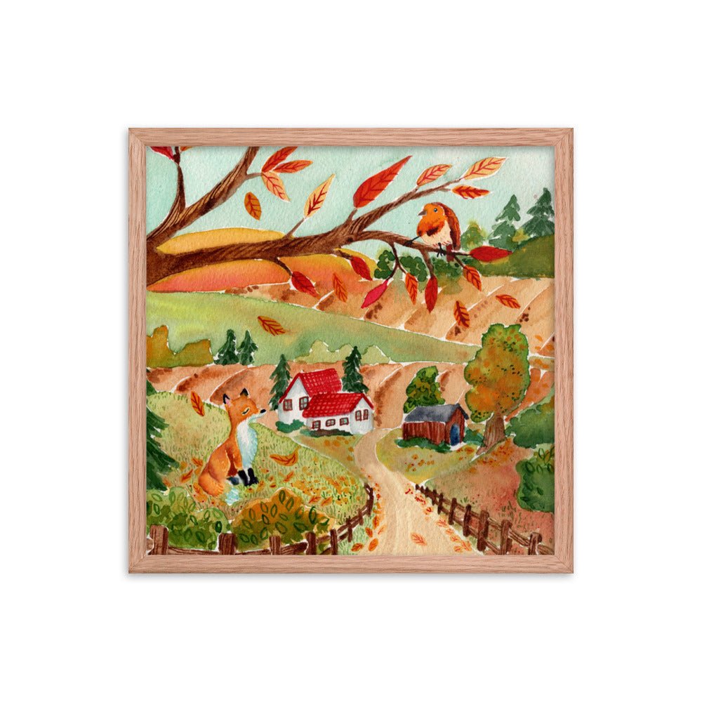 Framed Poster – Autumn Scene with Fox & Robin 🍂🦊 - SANDRAAS