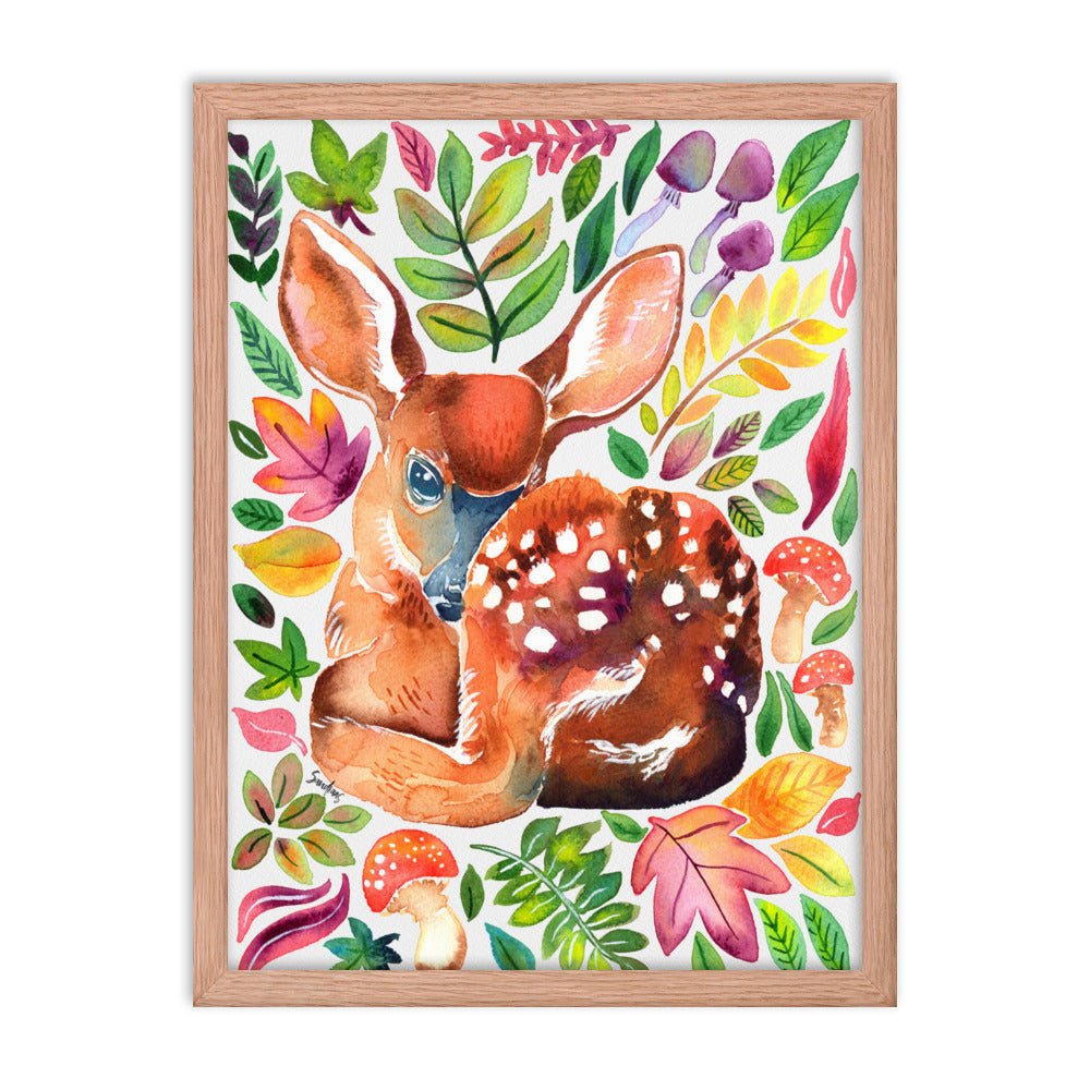 🦌 Framed Poster – Baby Deer in the Forest – A Whimsical Woodland Touch - SANDRAAS