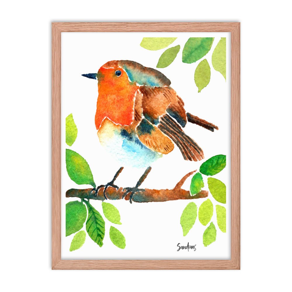 🎨 Framed Poster – Robin on a Branch – A Delicate Touch of Nature for Your Walls - SANDRAAS