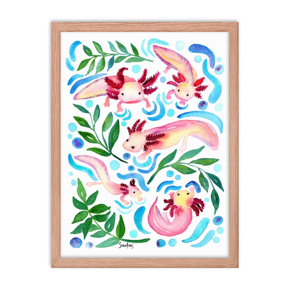 🦎 Framed Poster – Axolotls – Underwater Whimsy for Your Walls - SANDRAAS