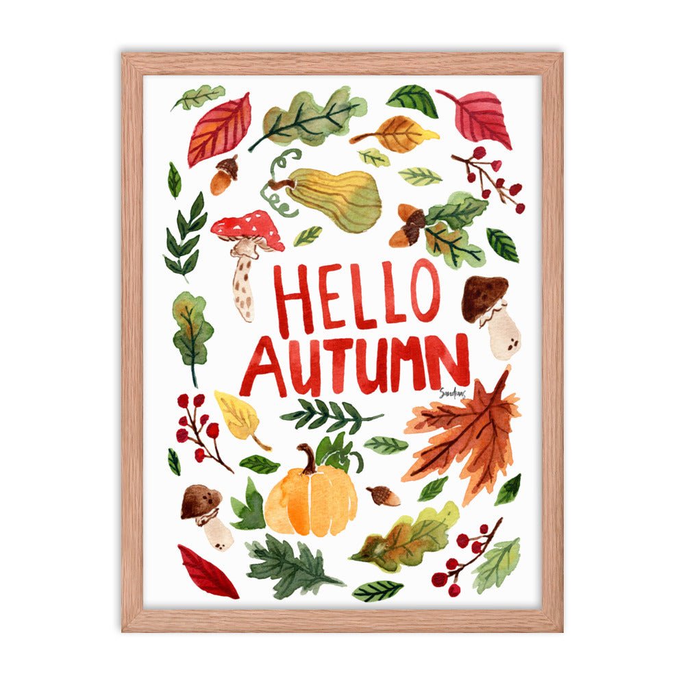 Framed Poster - Hello Autumn - White 🍂🎃 - SANDRAAS