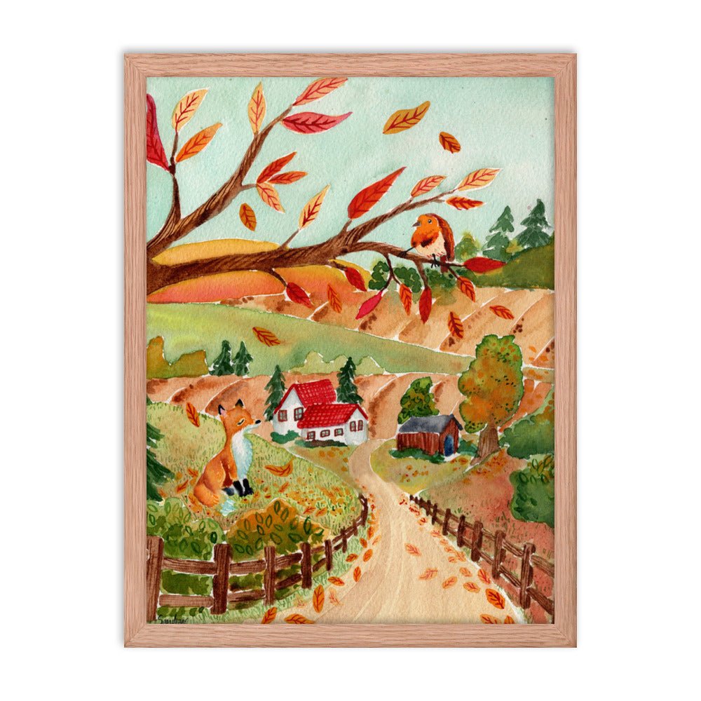 Framed Poster – Autumn Scene with Fox & Robin 🍂🦊 - SANDRAAS
