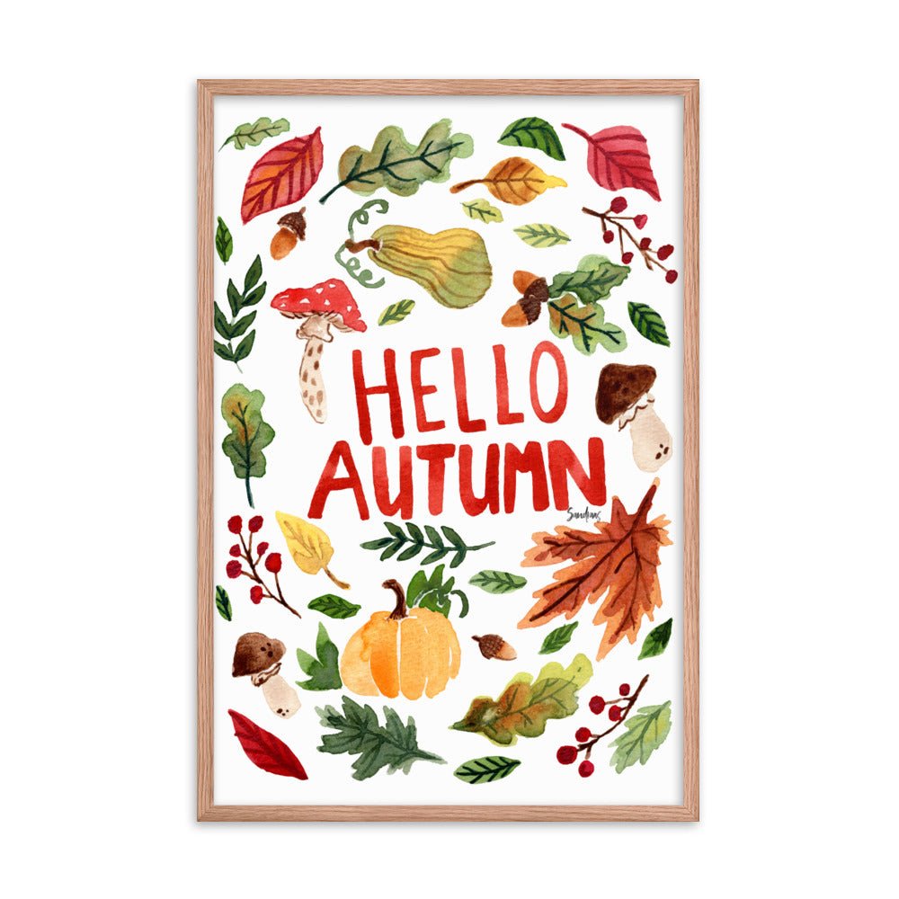 Framed Poster - Hello Autumn - White 🍂🎃 - SANDRAAS