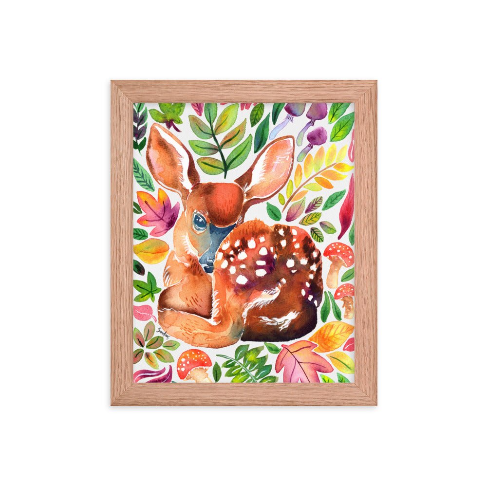 🦌 Framed Poster – Baby Deer in the Forest – A Whimsical Woodland Touch - SANDRAAS