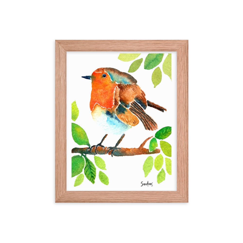 🎨 Framed Poster – Robin on a Branch – A Delicate Touch of Nature for Your Walls - SANDRAAS
