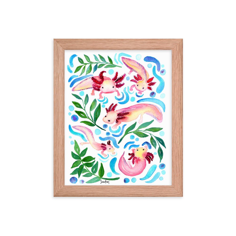 🦎 Framed Poster – Axolotls – Underwater Whimsy for Your Walls - SANDRAAS