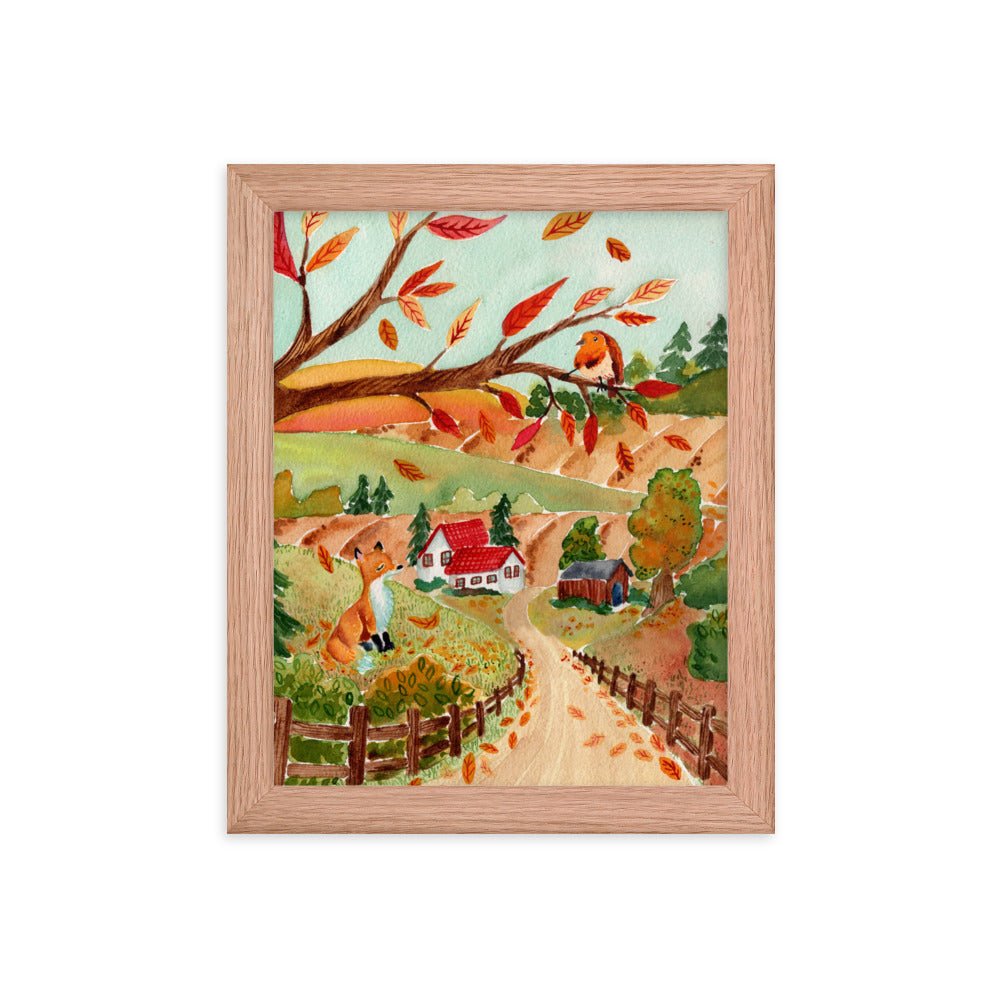 Framed Poster – Autumn Scene with Fox & Robin 🍂🦊 - SANDRAAS
