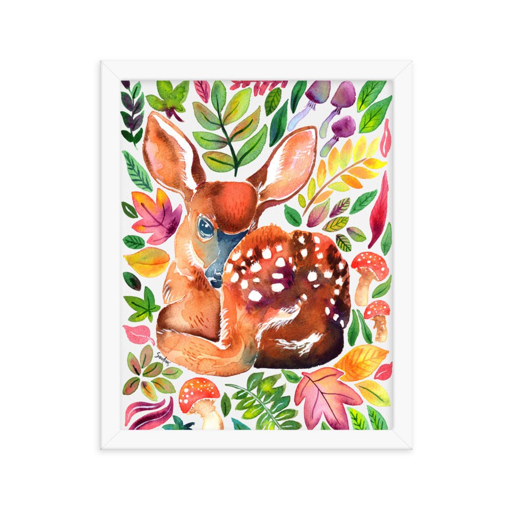 🦌 Framed Poster – Baby Deer in the Forest – A Whimsical Woodland Touch - SANDRAAS