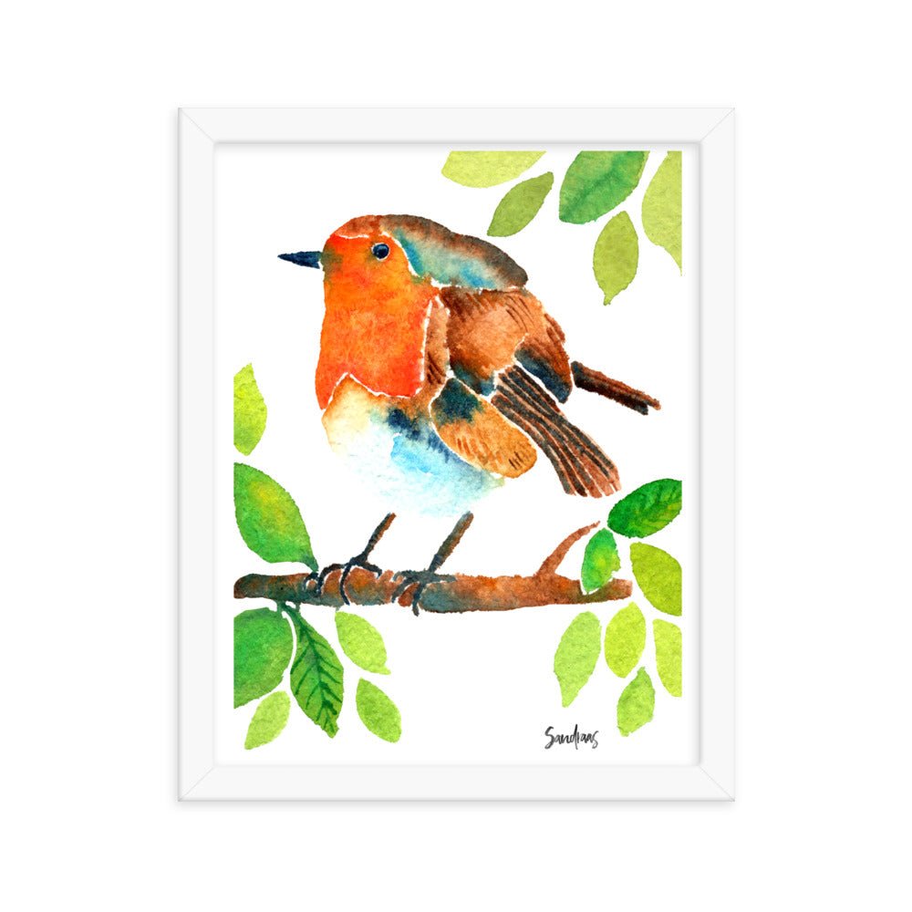 🎨 Framed Poster – Robin on a Branch – A Delicate Touch of Nature for Your Walls - SANDRAAS