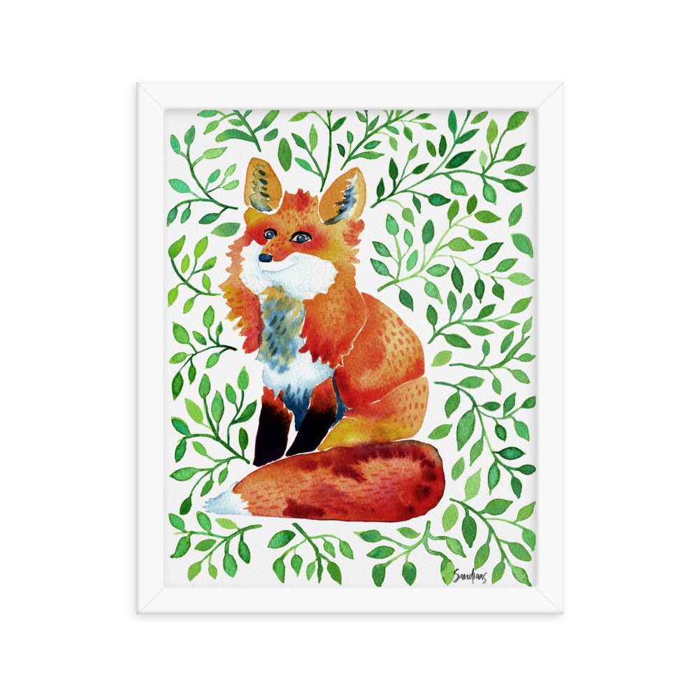 🦊 Framed Poster – Watercolor Fox – Woodland Whimsy for Your Walls - SANDRAAS