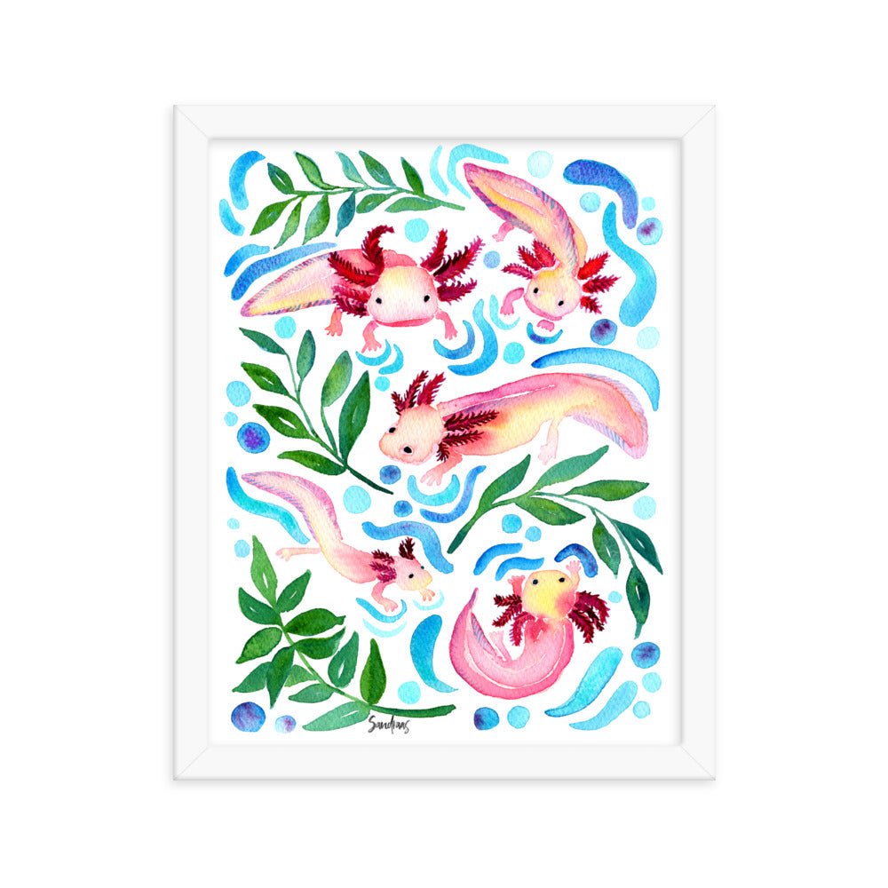 🦎 Framed Poster – Axolotls – Underwater Whimsy for Your Walls - SANDRAAS