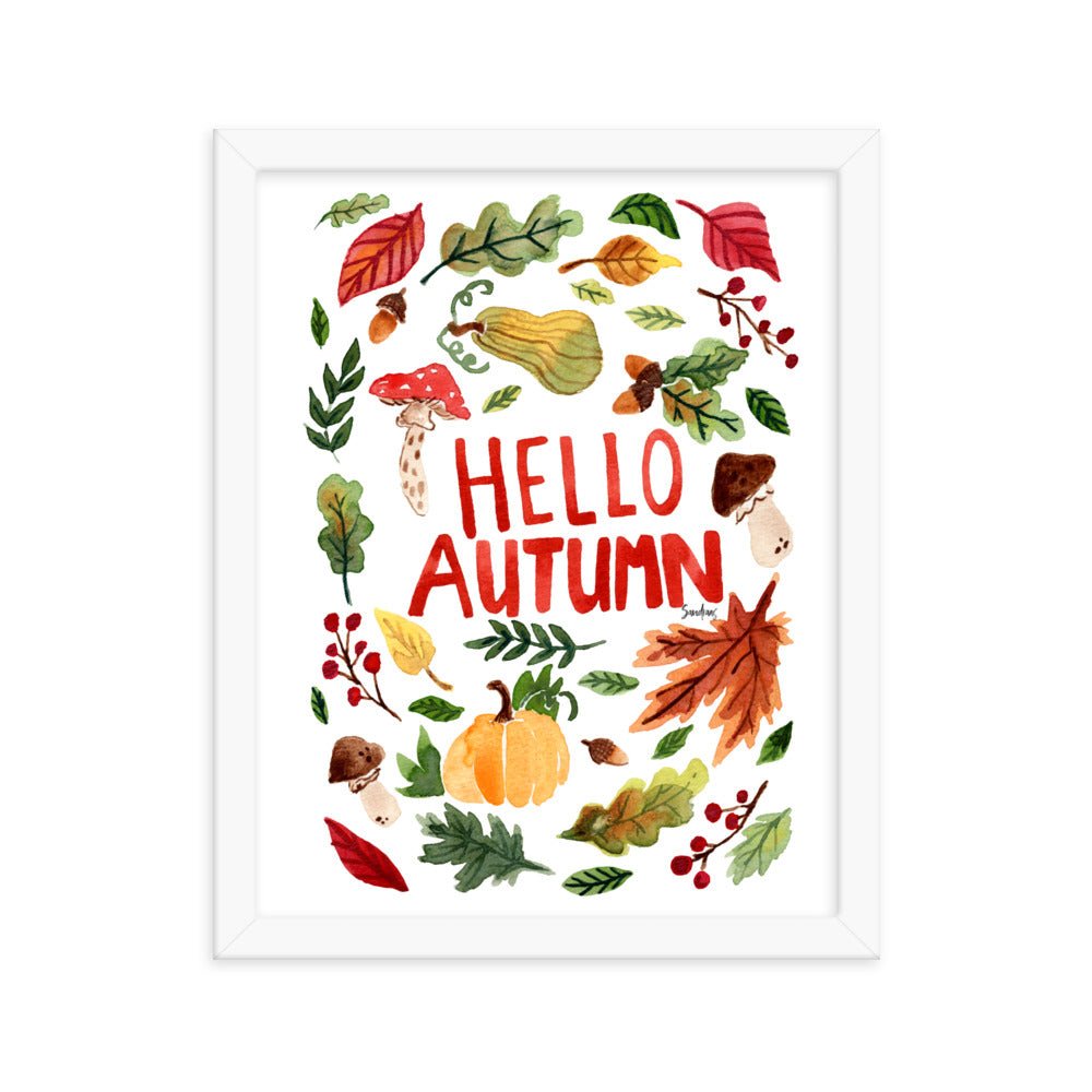 Framed Poster - Hello Autumn - White 🍂🎃 - SANDRAAS