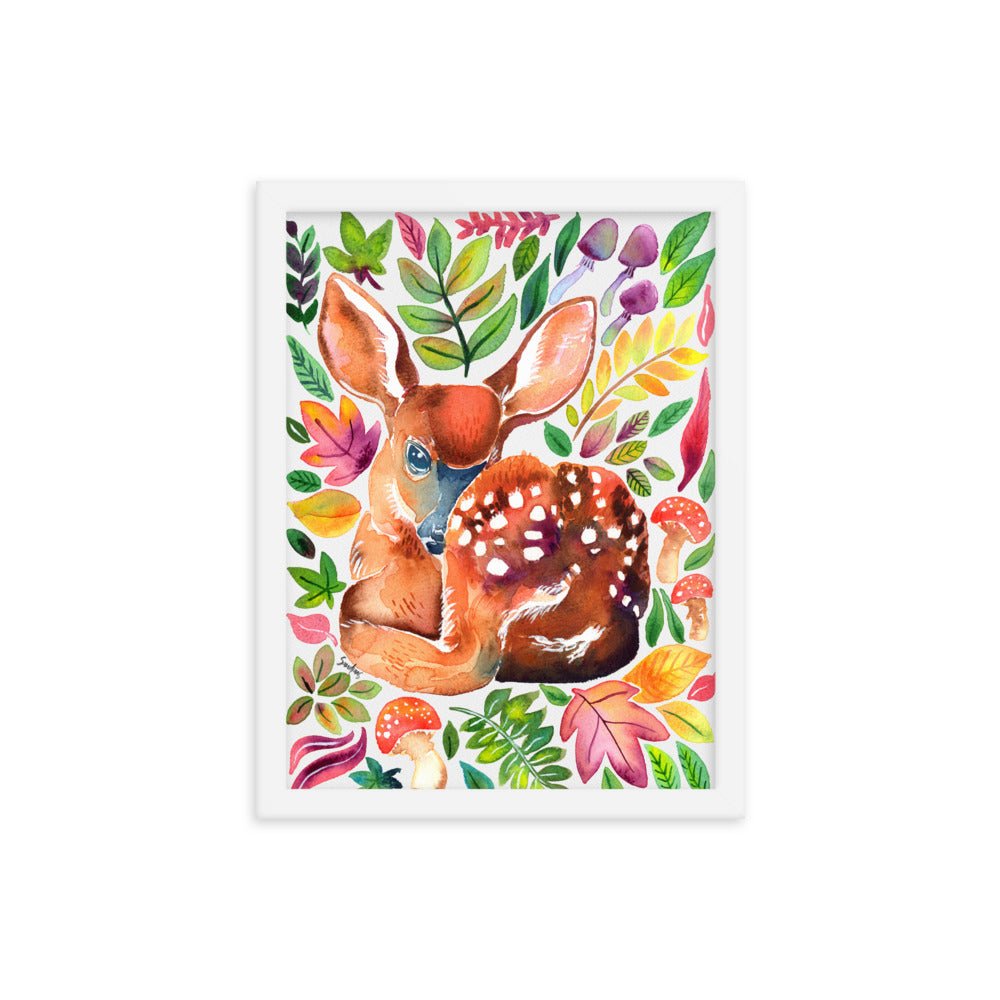 🦌 Framed Poster – Baby Deer in the Forest – A Whimsical Woodland Touch - SANDRAAS