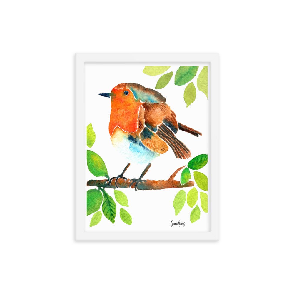 🎨 Framed Poster – Robin on a Branch – A Delicate Touch of Nature for Your Walls - SANDRAAS