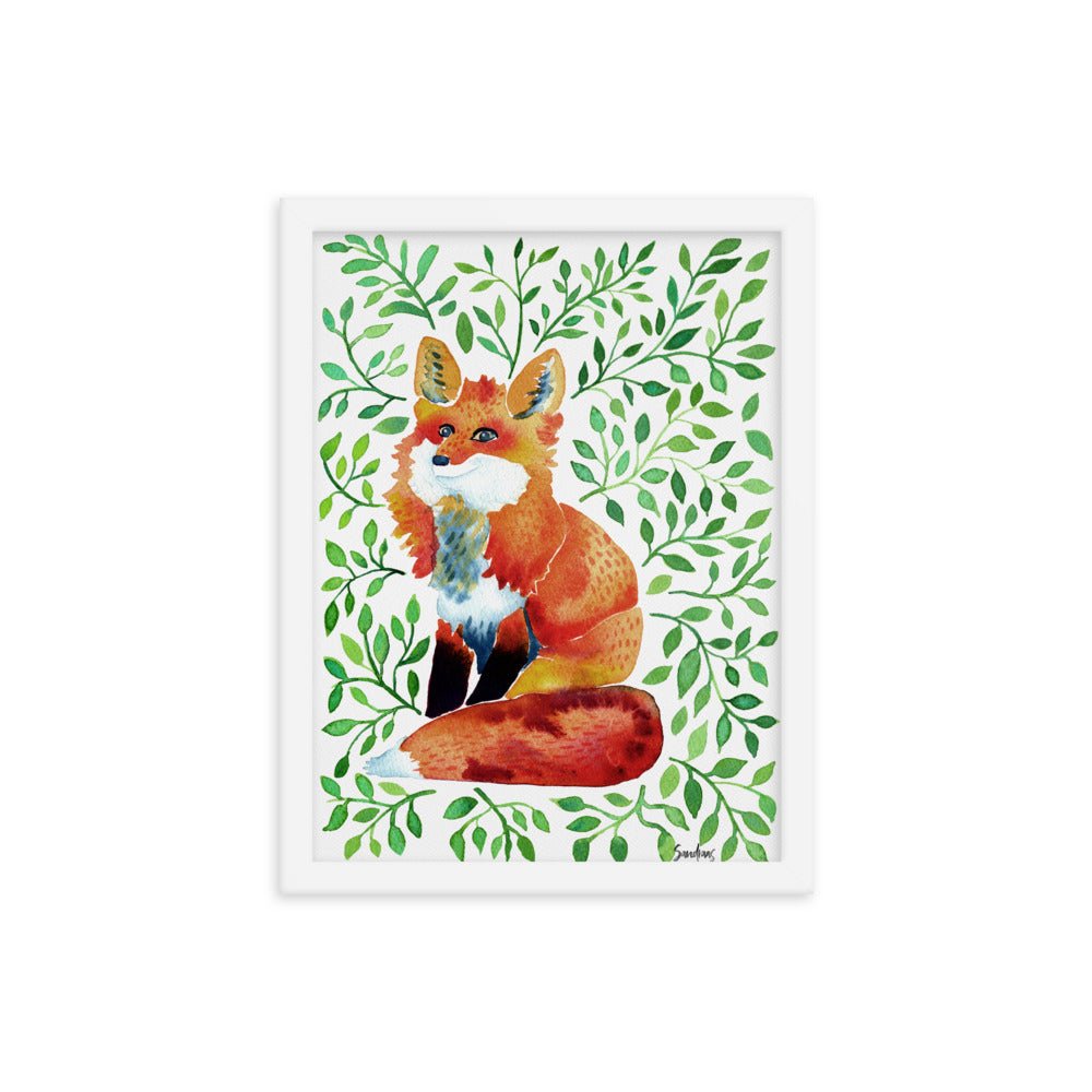 🦊 Framed Poster – Watercolor Fox – Woodland Whimsy for Your Walls - SANDRAAS