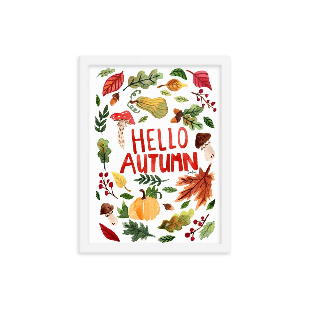 Framed Poster - Hello Autumn - White 🍂🎃 - SANDRAAS
