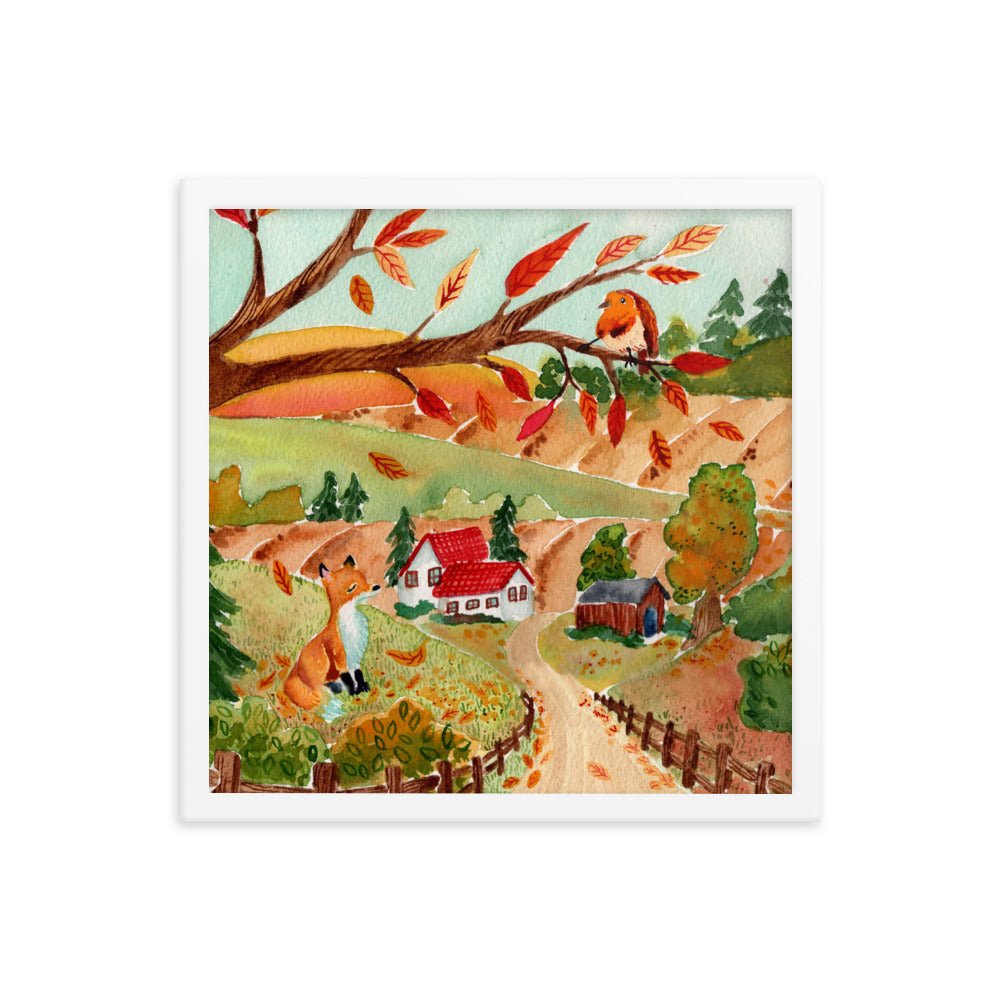 Framed Poster – Autumn Scene with Fox & Robin 🍂🦊 - SANDRAAS