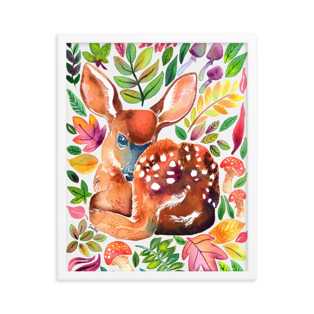 🦌 Framed Poster – Baby Deer in the Forest – A Whimsical Woodland Touch - SANDRAAS