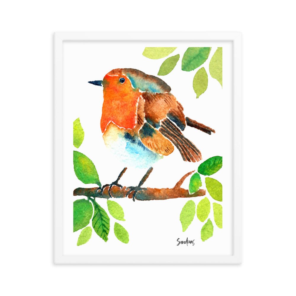 🎨 Framed Poster – Robin on a Branch – A Delicate Touch of Nature for Your Walls - SANDRAAS