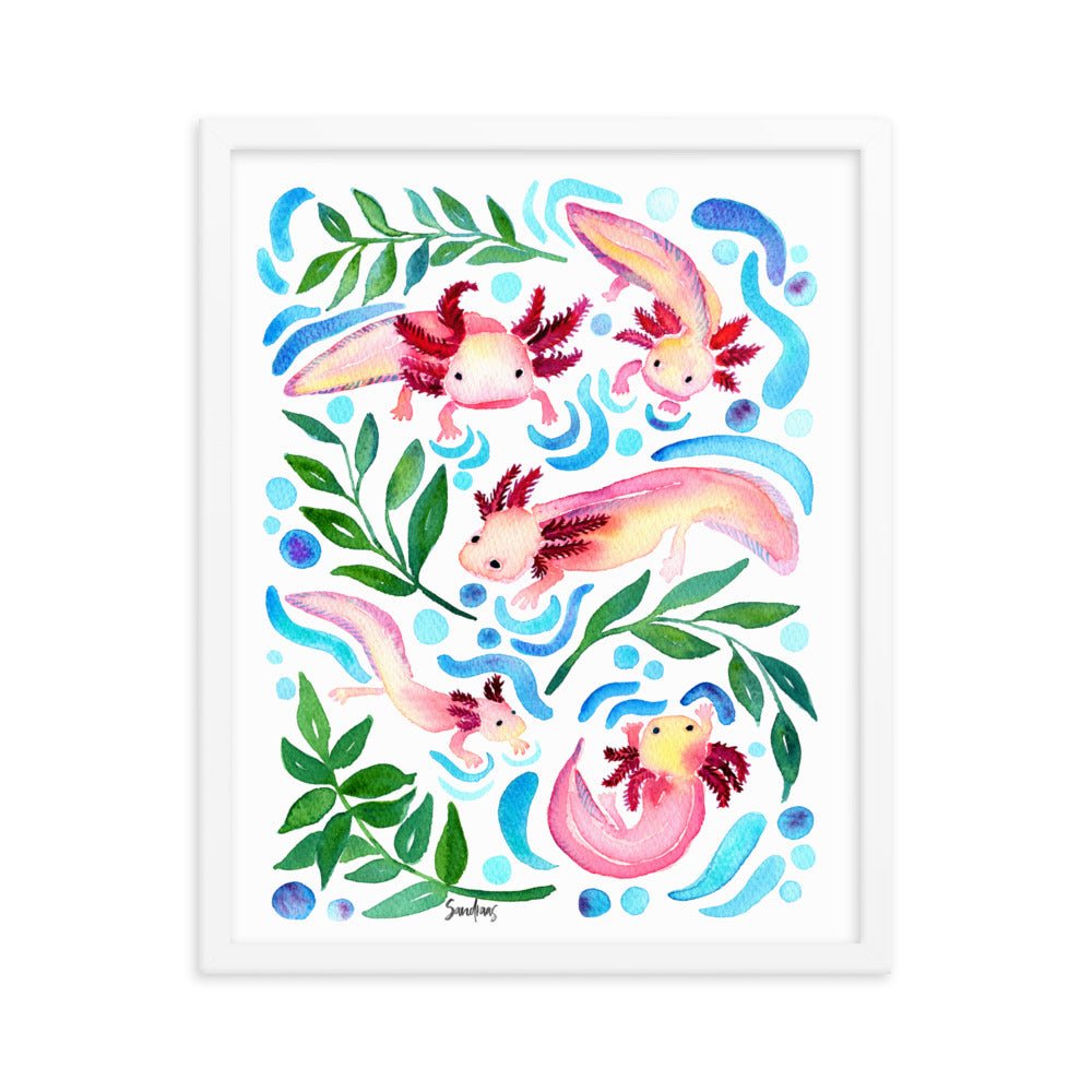 🦎 Framed Poster – Axolotls – Underwater Whimsy for Your Walls - SANDRAAS
