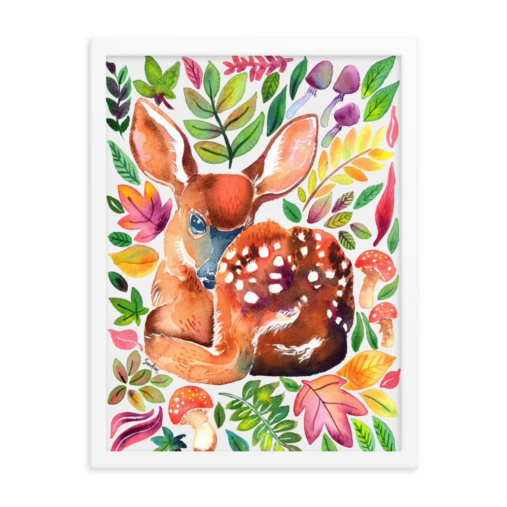 🦌 Framed Poster – Baby Deer in the Forest – A Whimsical Woodland Touch - SANDRAAS