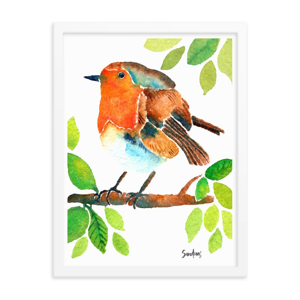 🎨 Framed Poster – Robin on a Branch – A Delicate Touch of Nature for Your Walls - SANDRAAS