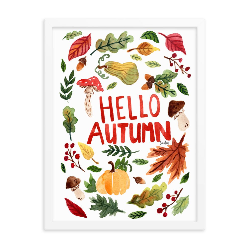 Framed Poster - Hello Autumn - White 🍂🎃 - SANDRAAS
