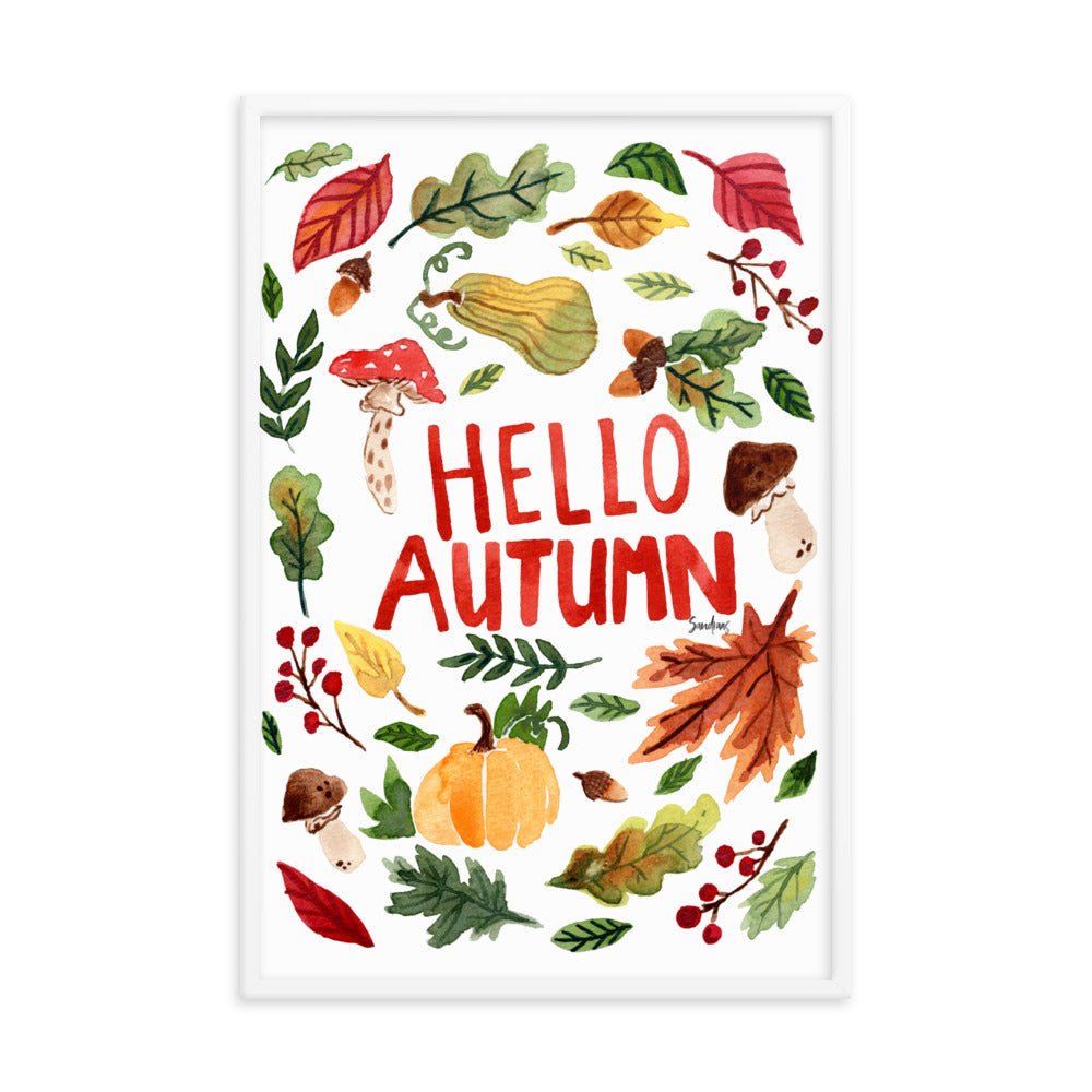 Framed Poster - Hello Autumn - White 🍂🎃 - SANDRAAS