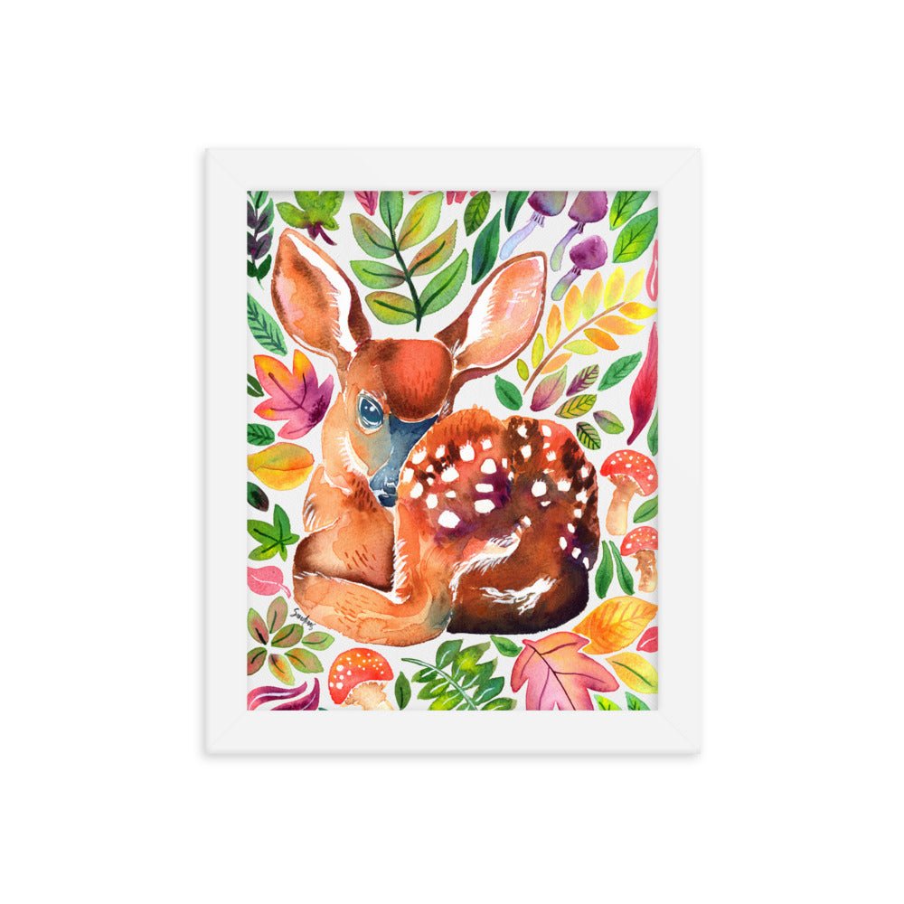 🦌 Framed Poster – Baby Deer in the Forest – A Whimsical Woodland Touch - SANDRAAS