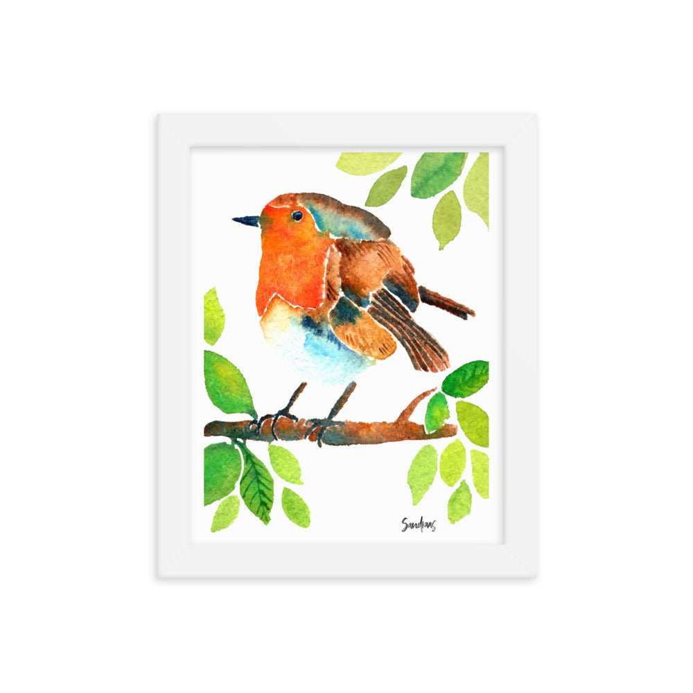 🎨 Framed Poster – Robin on a Branch – A Delicate Touch of Nature for Your Walls - SANDRAAS