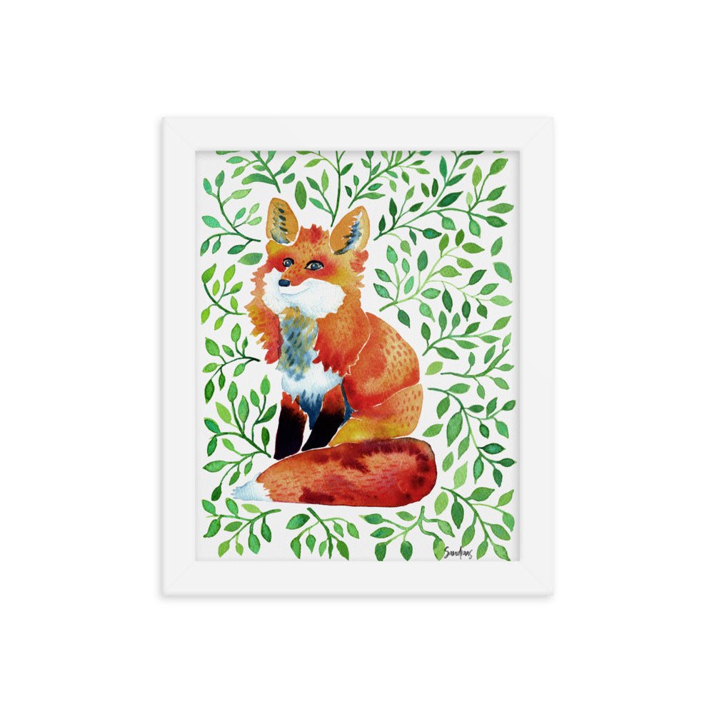 🦊 Framed Poster – Watercolor Fox – Woodland Whimsy for Your Walls - SANDRAAS