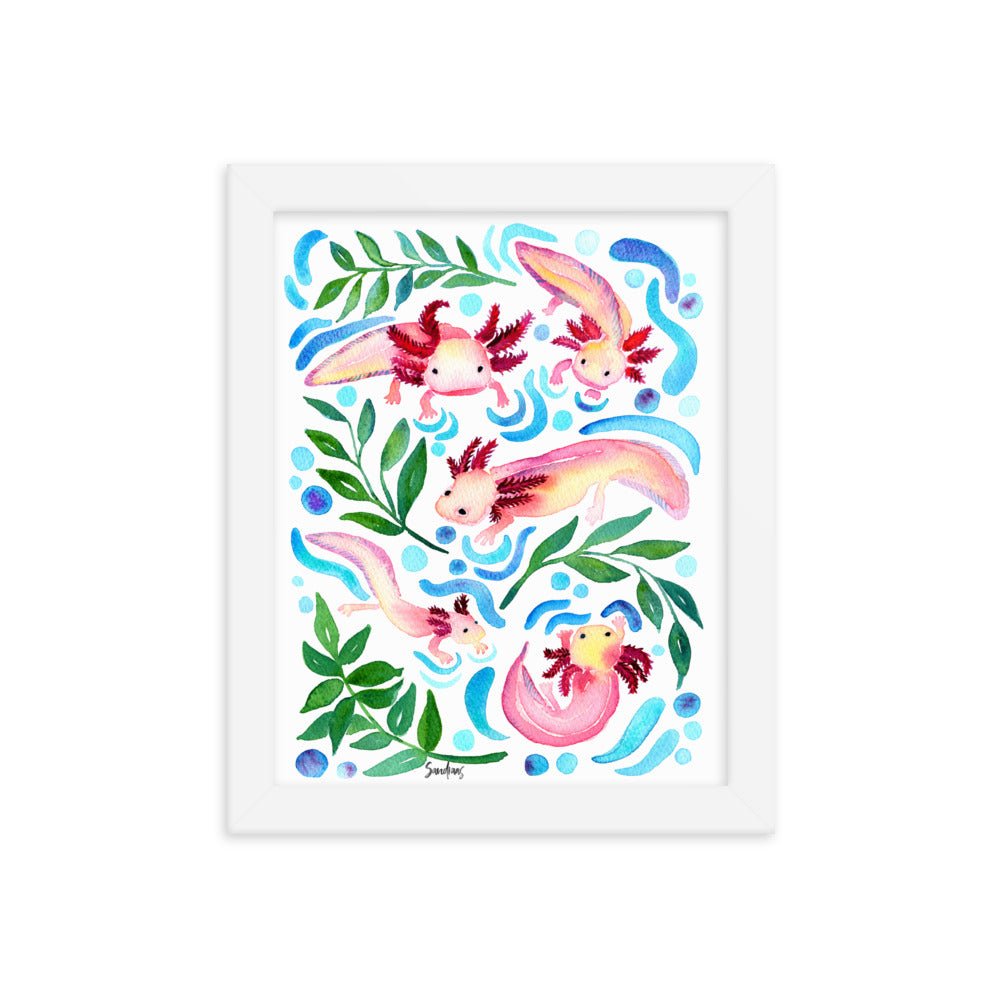 🦎 Framed Poster – Axolotls – Underwater Whimsy for Your Walls - SANDRAAS