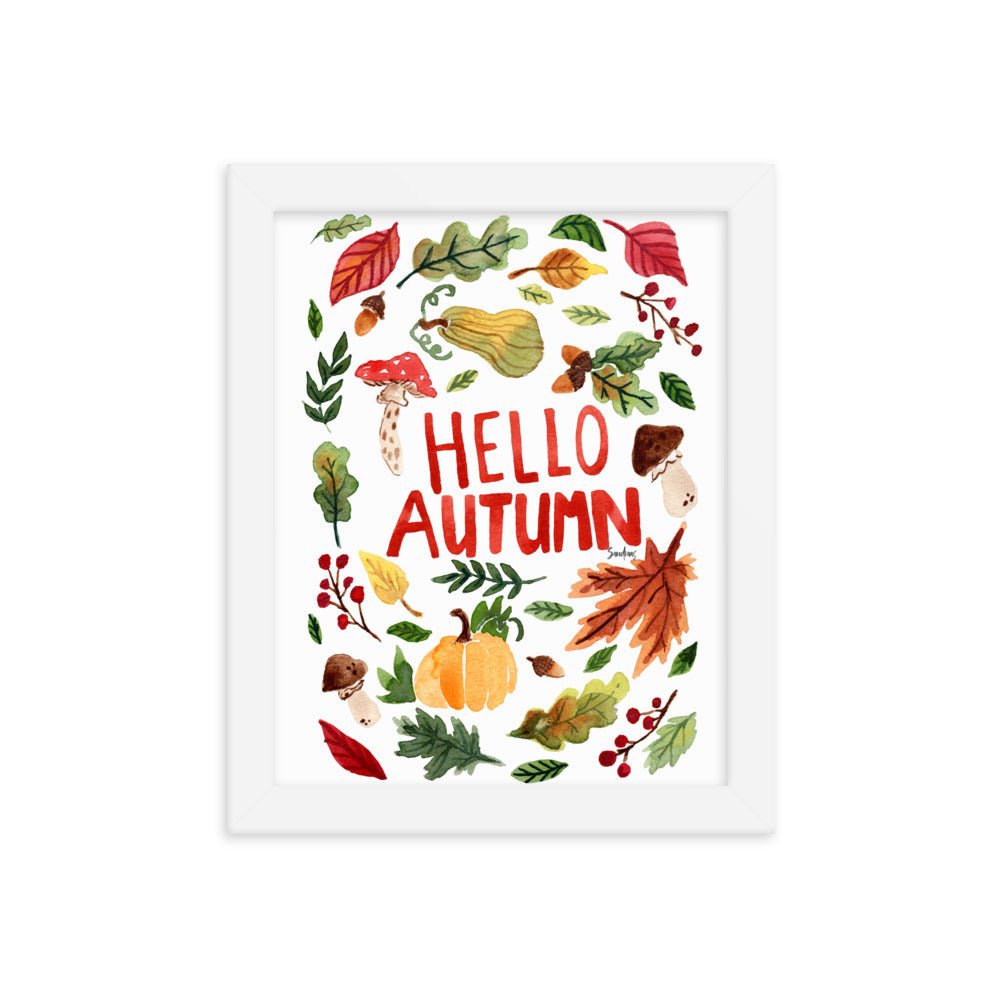 Framed Poster - Hello Autumn - White 🍂🎃 - SANDRAAS