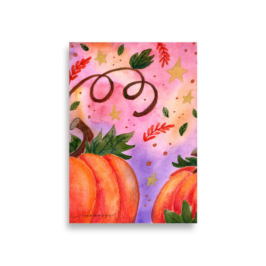 Watercolor Pumpkin Poster 🎃✨ | Autumn Harvest Art Print – Cozy Fall Wall Decor - SANDRAAS
