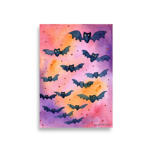 Witches Night Halloween Poster 🧙♀️✨ | Watercolor Witch - Themed Illustration + Text – Mystical Spooky Wall Art - SANDRAAS