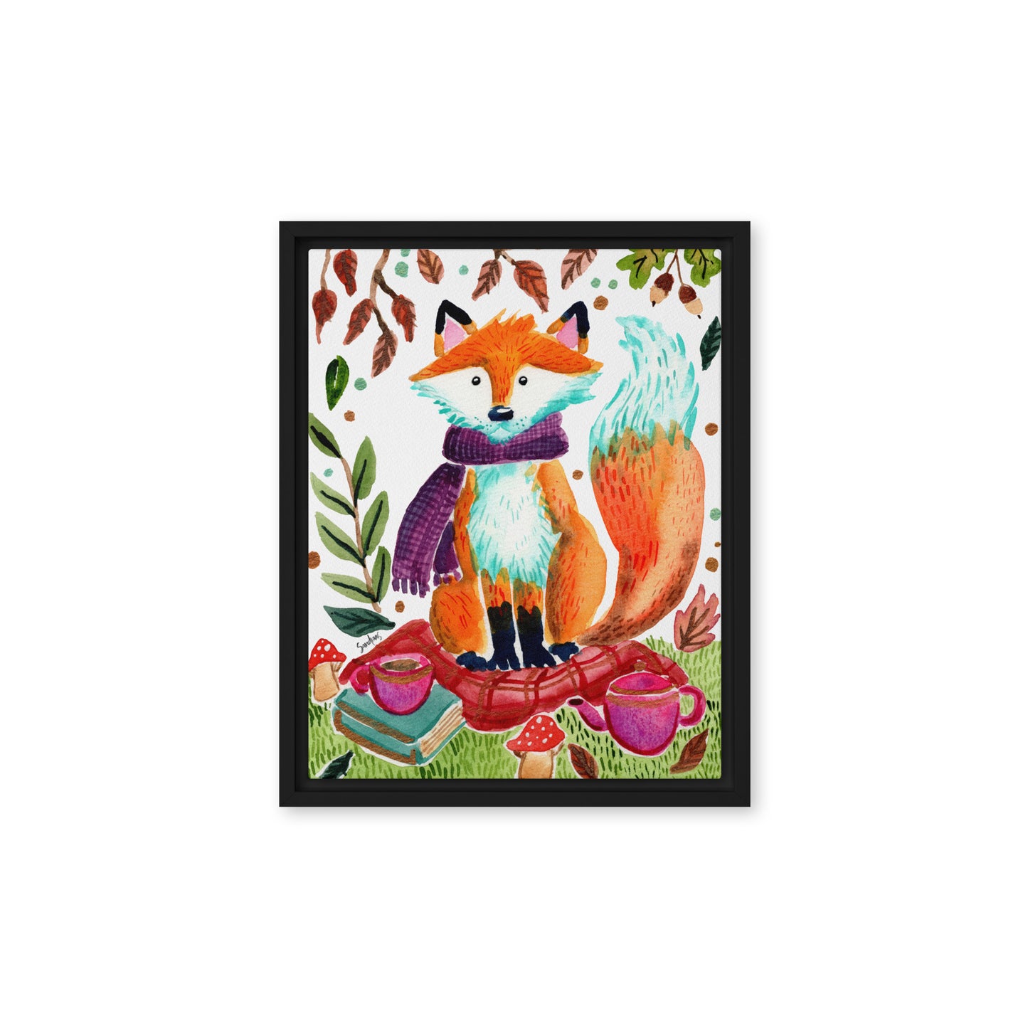 Cozy Fox Autumn Scene – Framed Canvas 🍂🦊🎨 - SANDRAAS