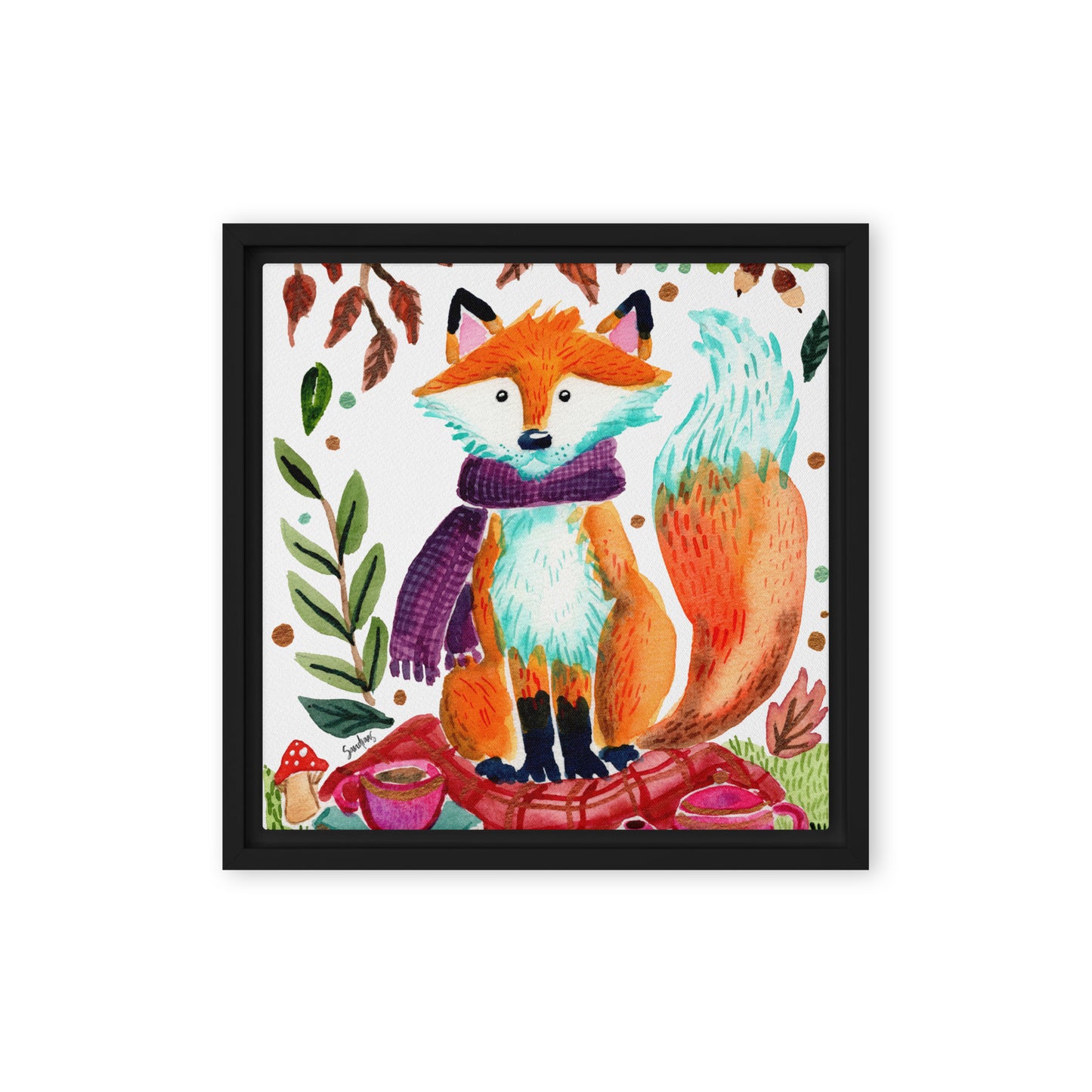 Cozy Fox Autumn Scene – Framed Canvas 🍂🦊🎨 - SANDRAAS