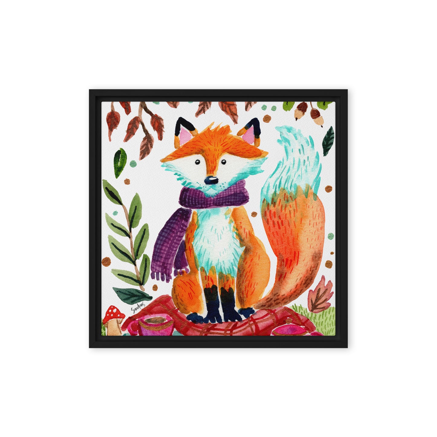 Cozy Fox Autumn Scene – Framed Canvas 🍂🦊🎨 - SANDRAAS
